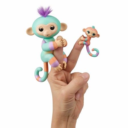 Интерактивная фигурка Fingerlings Обезьянка Денни с мини-обезьянкой Джианной WowWee Fingerlings Baby Monkey - Danny & Gianna