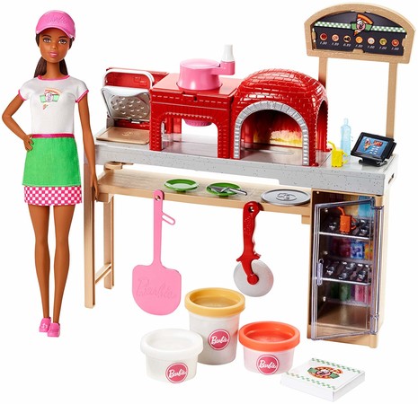 Игровой набор Пицца-шеф с пластилином брюнетка Barbie Pizza Chef Doll and Playset