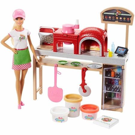 Игровой набор Пицца-шеф с пластилином блондинка Barbie Pizza Chef Doll and Playset FHR09