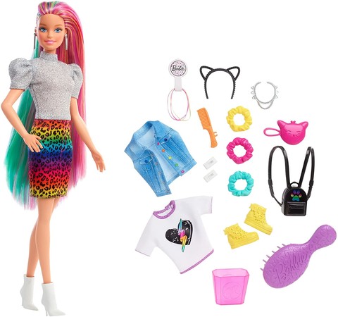 Игровой набор Барби Радужный леопард Barbie Leopard Rainbow Hair Doll  изображение 3
