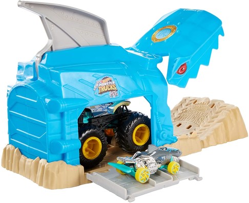 Трек Хот Вилс Пусковой гараж Акула Монстр Hot Wheels Monster Truck Pit & Launch Play Sets GKY03 изображение 4